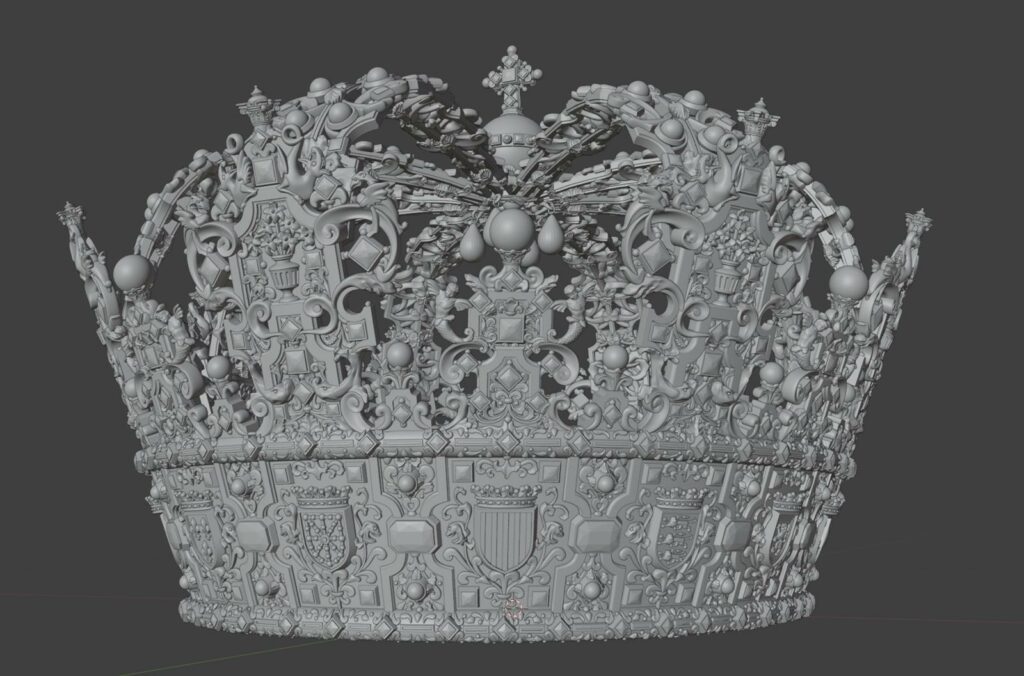 Coronas de los gigantes de la Catedral de Pamplona impresas en 3D con tecnología SLA, acabado pintado y dorado por One Voxel